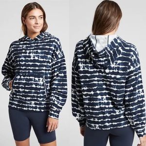 Athleta Balance Printed Hoodie Sweatshirt nirvana blue white stripe tie dye 2X